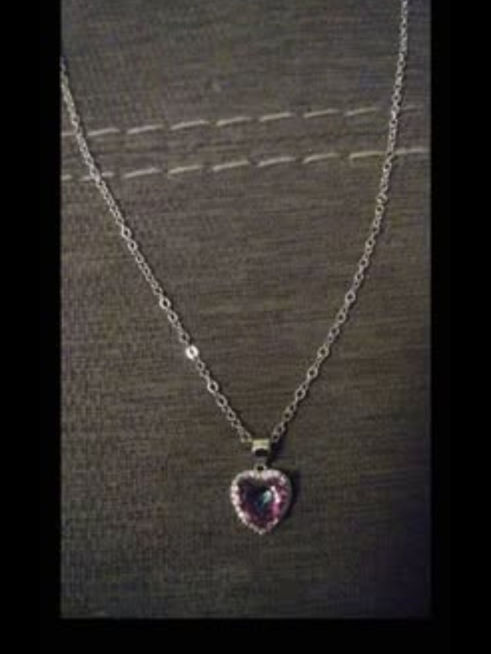 Sterling Silver Necklace with Mystic Rainbow Pink Heart Pendant